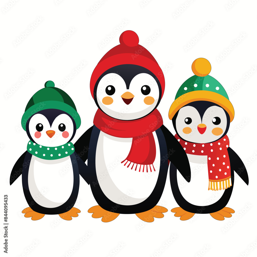 Fototapeta premium vector-cute-christmas-penguin-3-penguin-character