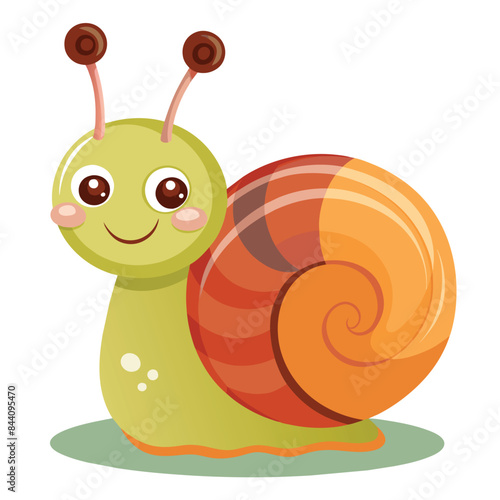 Cute cartoon snail vector illustration. Isolated on white background.