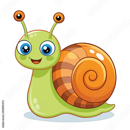 Cute cartoon snail vector illustration. Isolated on white background.