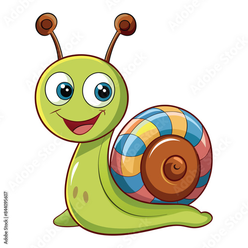 Cute cartoon snail vector illustration. Isolated on white background.
