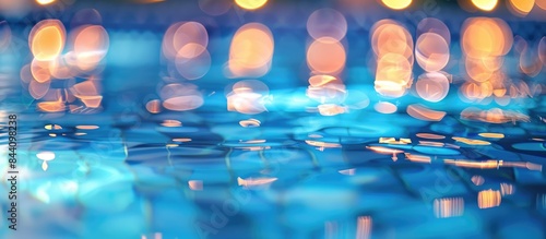 Pool background with bokeh lights.