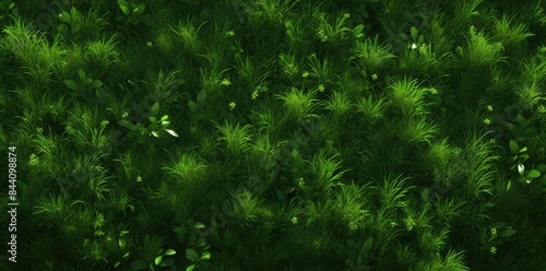 free grass texture on a green background a row of green leaves arranged in a row from left to right, with a small white flower in the center