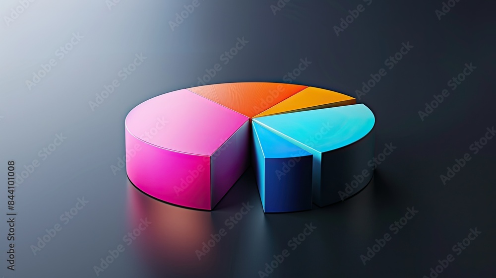 Obraz premium pie chart with gradient colors, displaying quantities, on a dark surface.