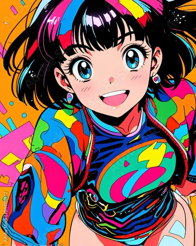 Anime girl wearing traditional clothing, with a beautiful flower in her hair, showcasing a blend of culture and style.