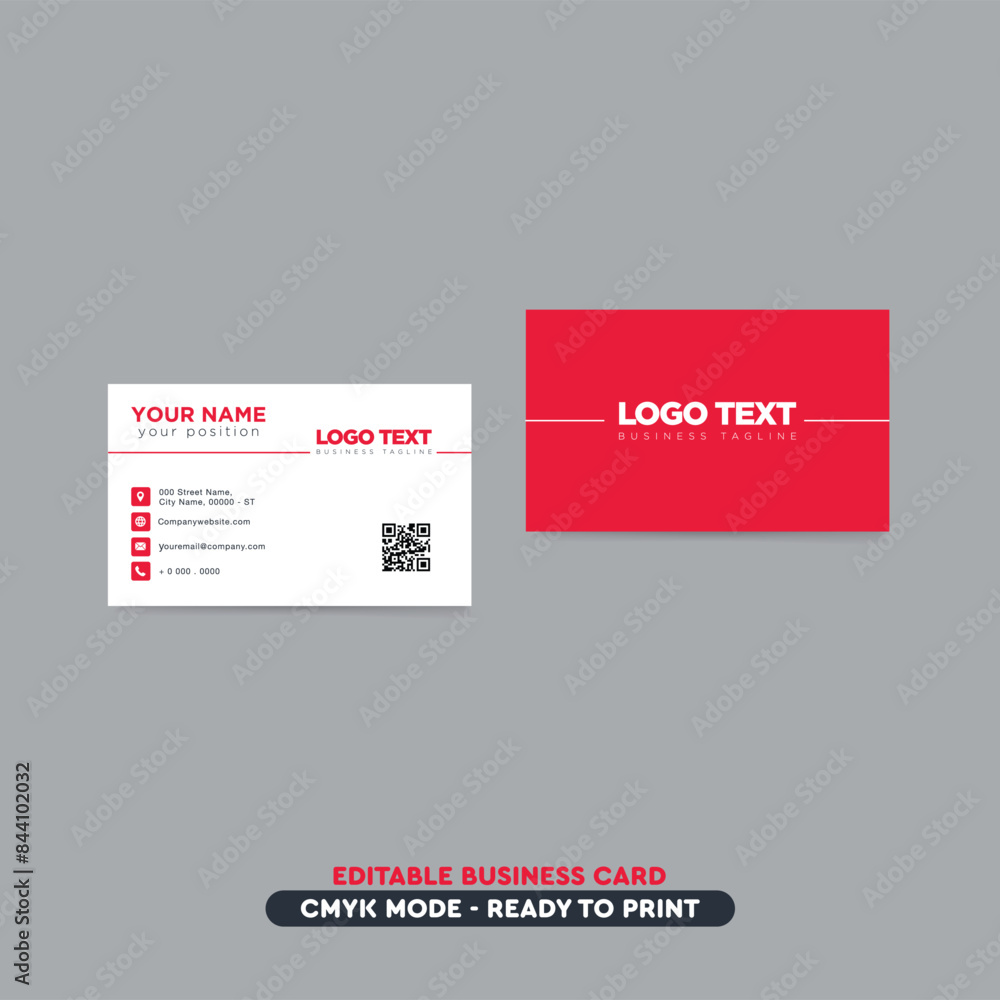 Modern Vector Creative and Clean Business Card QR code Template , Double-sided Business Card design. Red and white background. Flat Design Vector Illustration. Modern Vector Creative and Clean Business Card QR code Template , Double-sided Business Card design. Red and white background. Flat Design Vector Illustration.