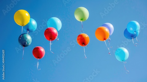 Party balloons floating in mid air