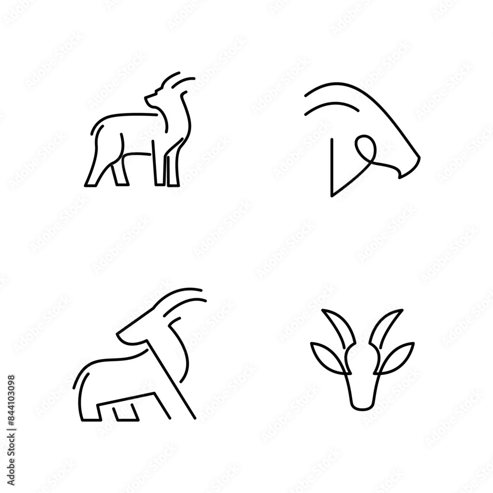 Goat black line logo icon design illustration Goat black line logo icon design illustration