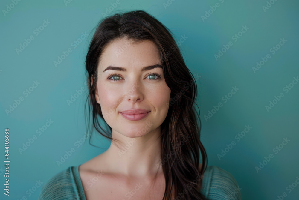 A close up portrait of a young woman with a subtle smile A close up portrait of a young woman with a subtle smile