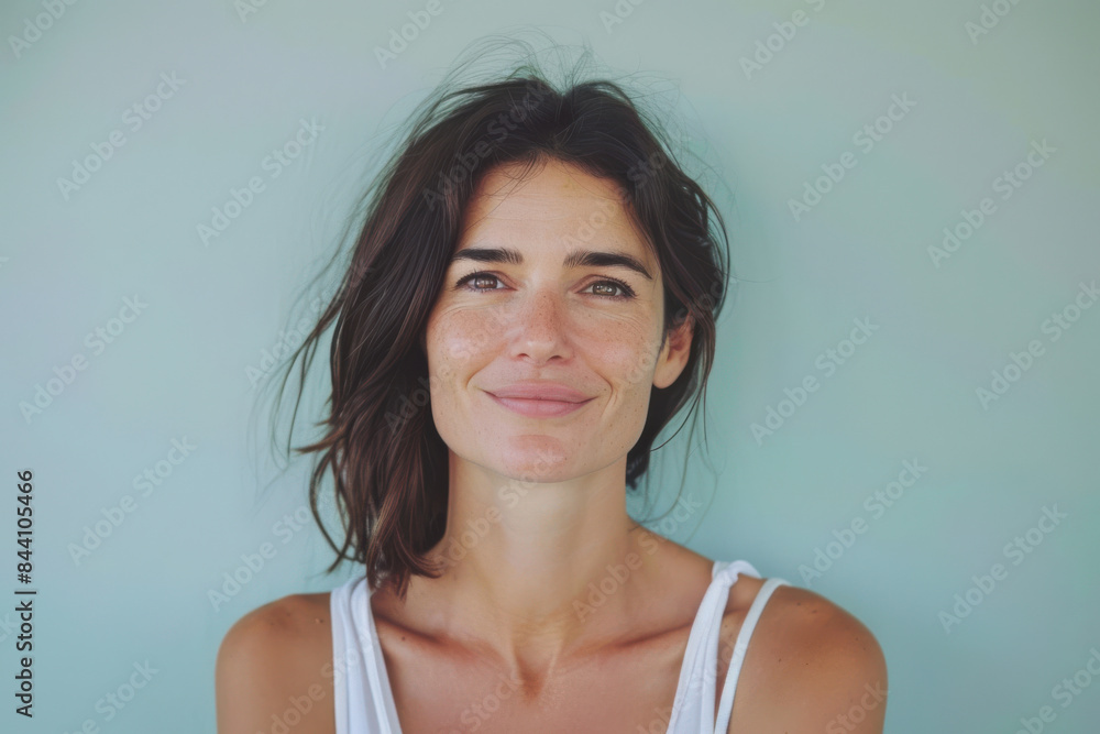 A close up portrait of a young woman with a subtle smile