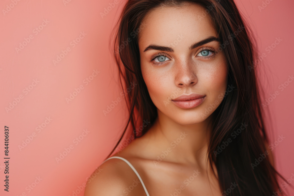 A close up portrait of a young woman with a subtle smile A close up portrait of a young woman with a subtle smile