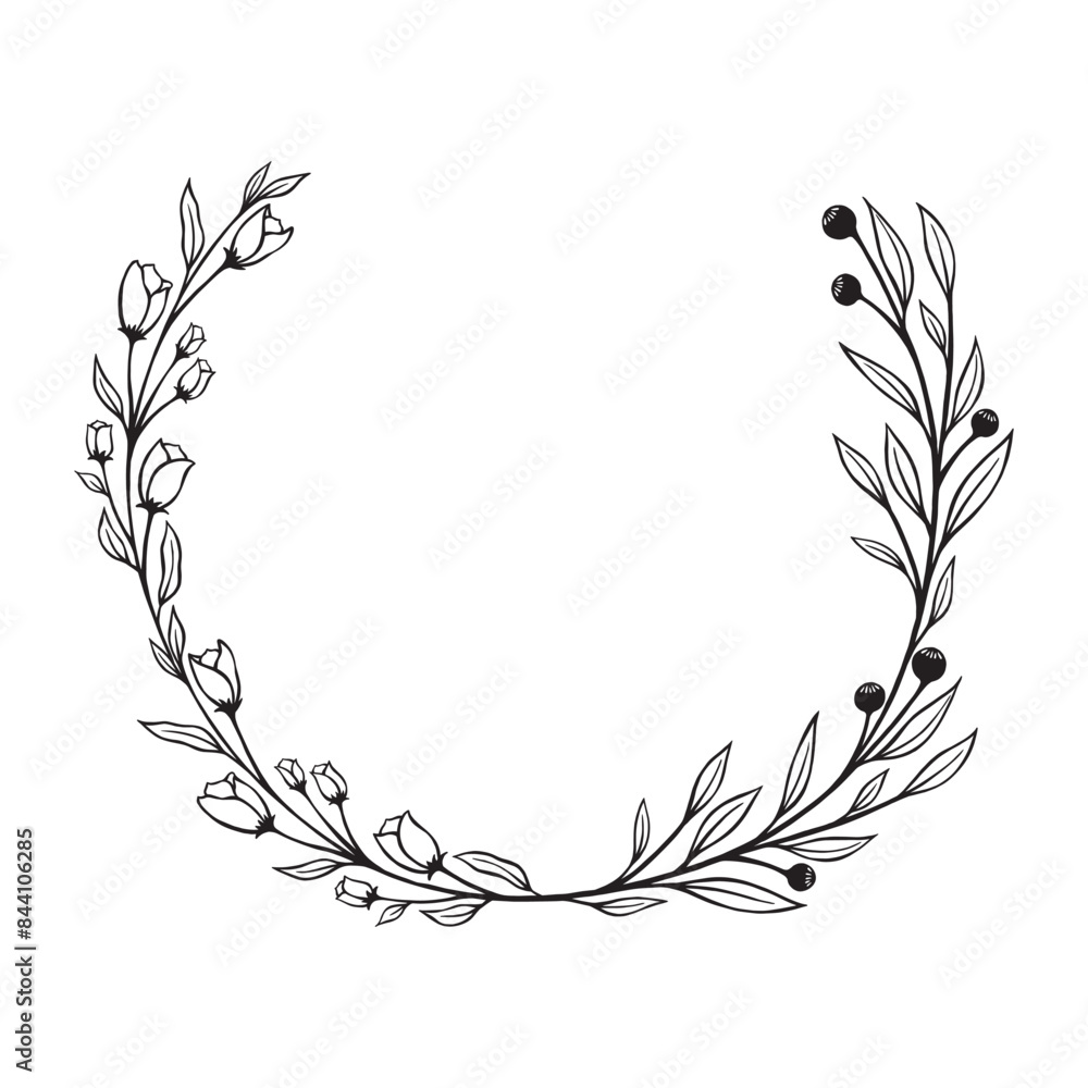 Flower and greenery frame and border Flower and greenery frame and border