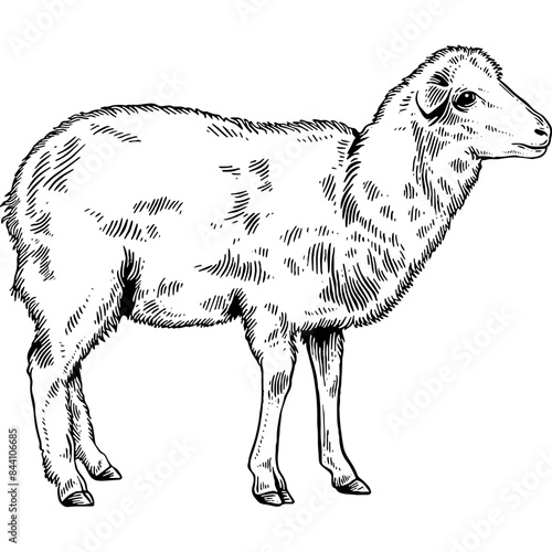 Hand drawn Lamb Sketch Illustration