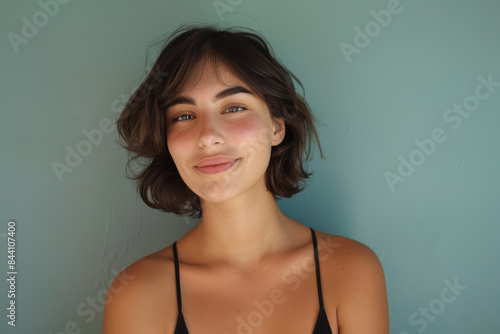 A close up portrait of a young woman with a subtle smile