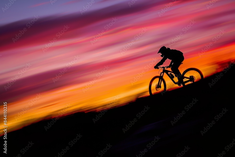Obraz premium Mountain Biker at Sunset