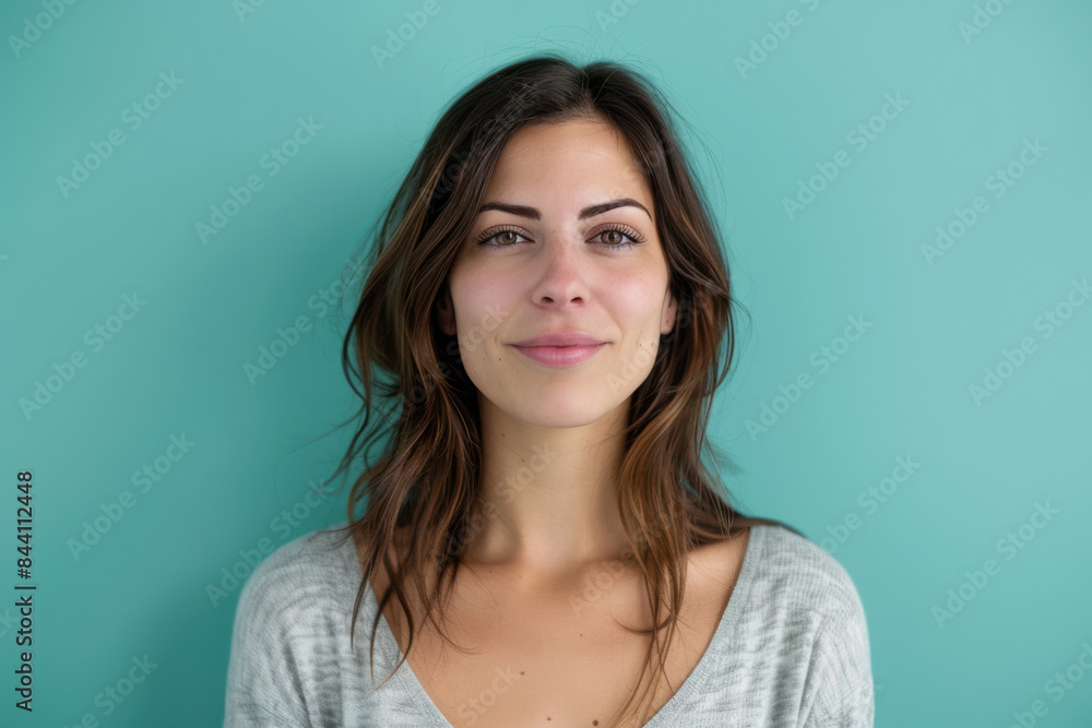 Fototapeta premium A close up portrait of a young woman with a subtle smile