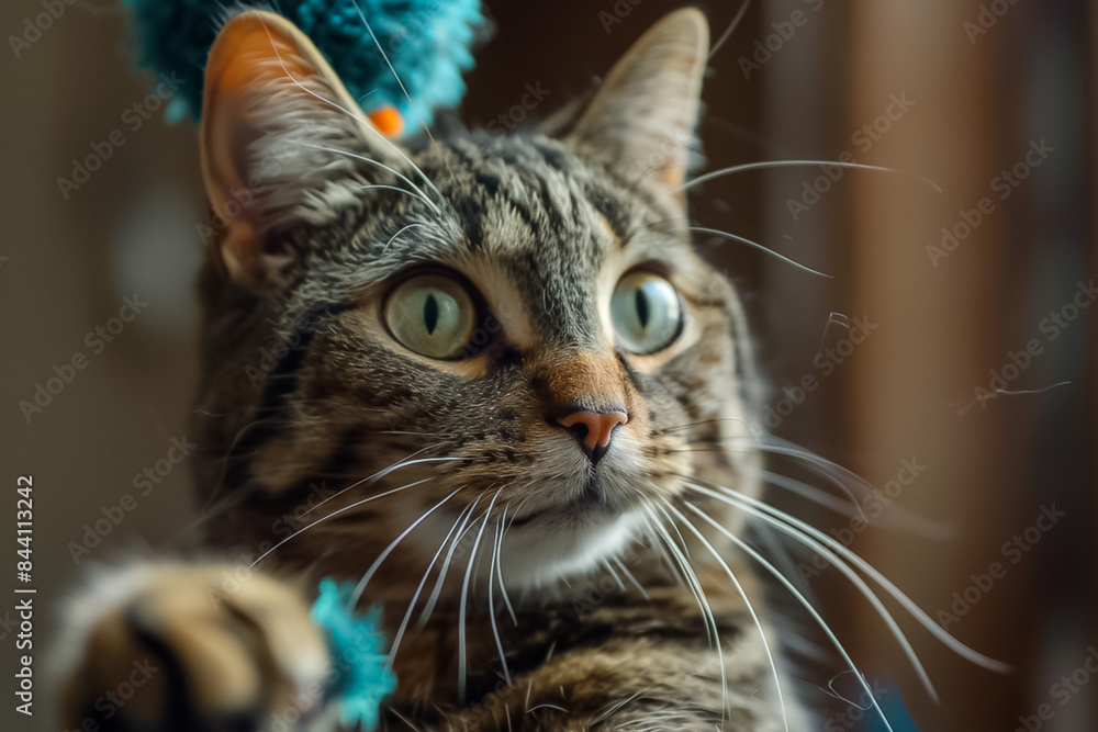 Close-up of a Cat Playing A playful cat batting Close-up of a Cat Playing A playful cat batting