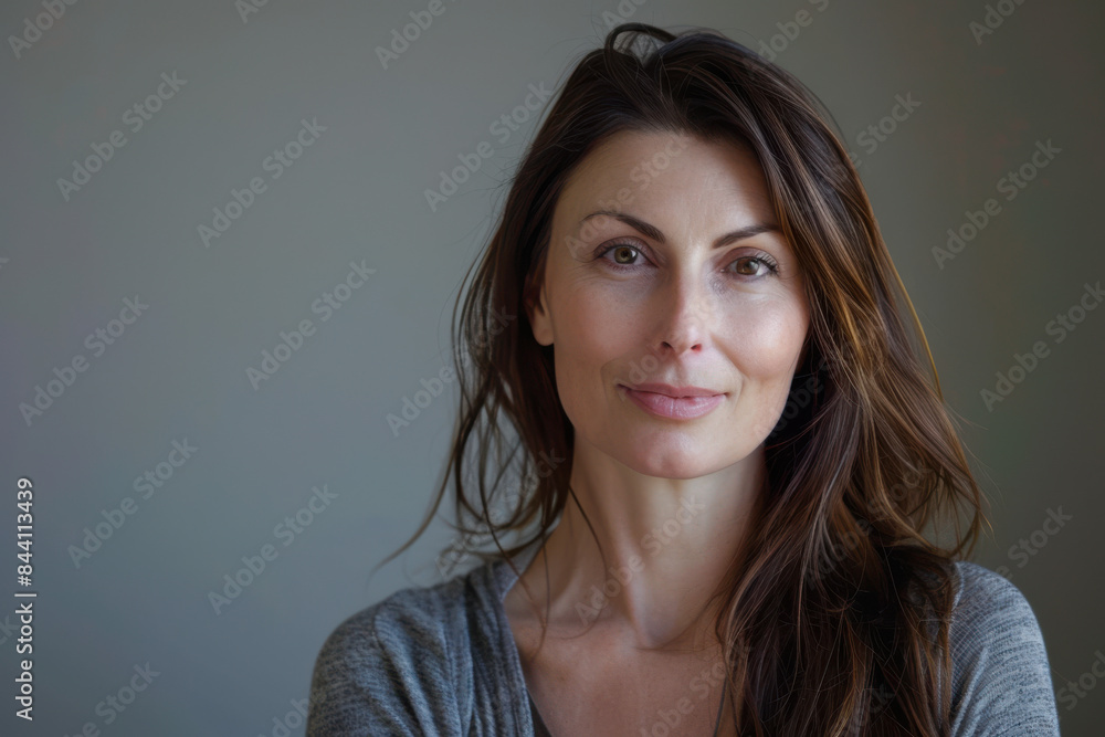 Fototapeta premium A close up portrait of a young woman with a subtle smile