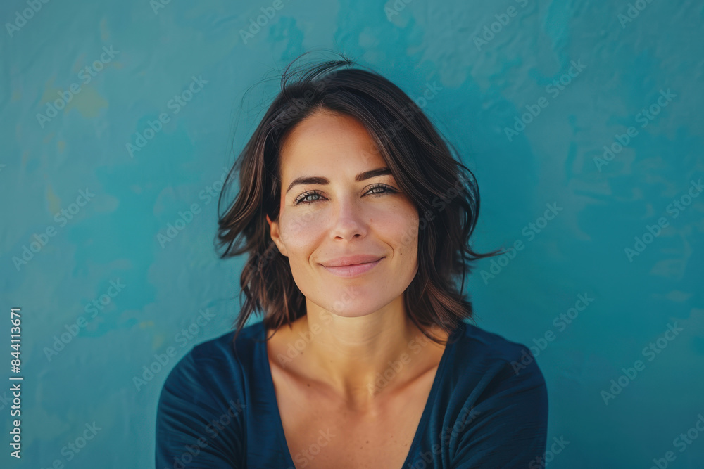 Fototapeta premium A close up portrait of a young woman with a subtle smile