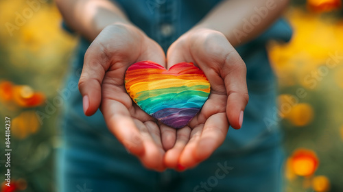 Wallpaper Mural Hands Holding Rainbow Heart Symbol Outdoors

 Torontodigital.ca