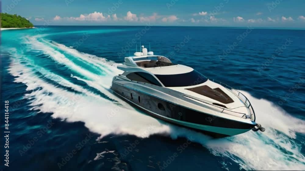 Luxurious yacht on the sea coast Generative AI Luxurious yacht on the sea coast Generative AI