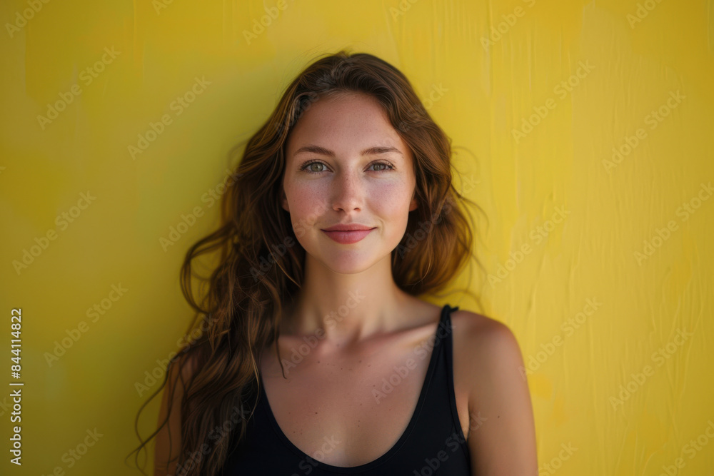 A close up portrait of a young woman with a subtle smile A close up portrait of a young woman with a subtle smile