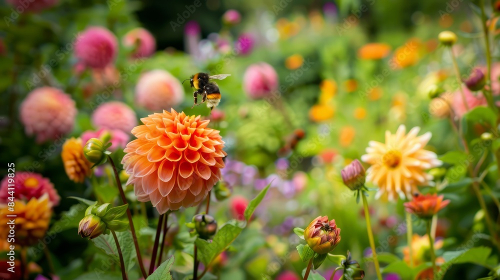 Bees Collecting Nectar on Flowers Bees Collecting Nectar on Flowers