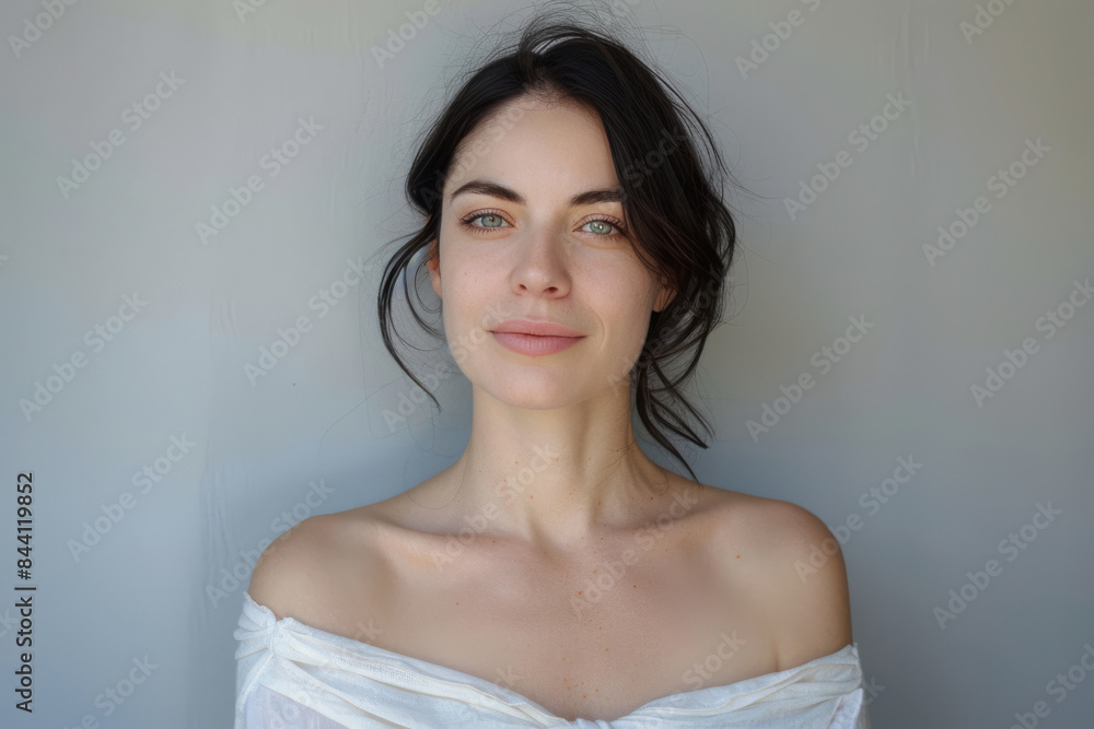 A close up portrait of a young woman with a subtle smile