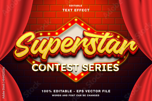 Superstar Contest 3d Editable Text Effect Template Style Premium Vector