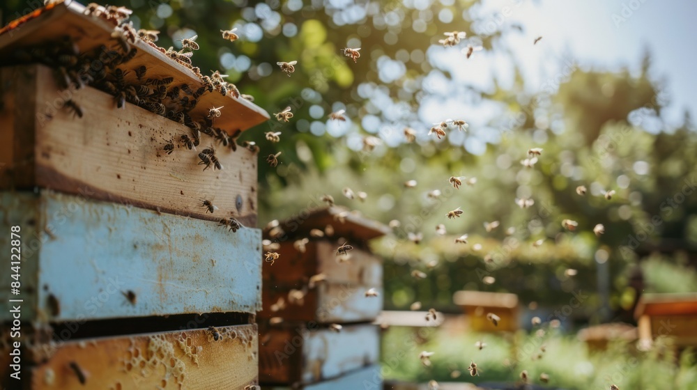 Bees Flying Near Beehives Bees Flying Near Beehives