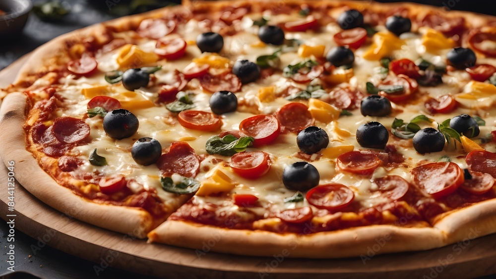 melty pizza with melty cheese and delicious toppings. melty pizza with melty cheese and delicious toppings.