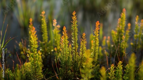 Close up photographs of plants in a wetland habitat The beauty of plants in a swamp setting photo