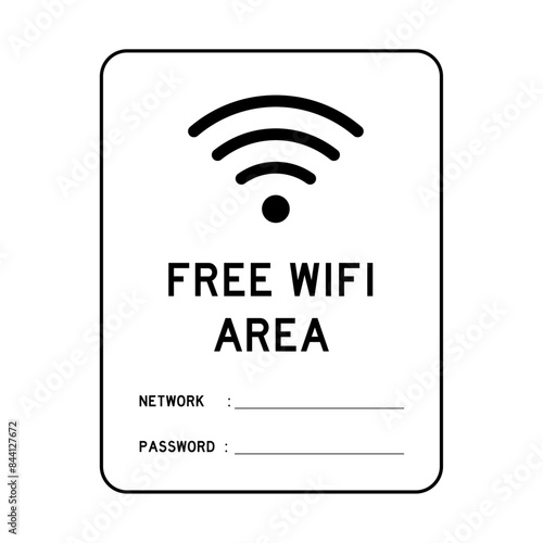 Vector Free Wifi Area Sign. Wifi Netword And Password Connection