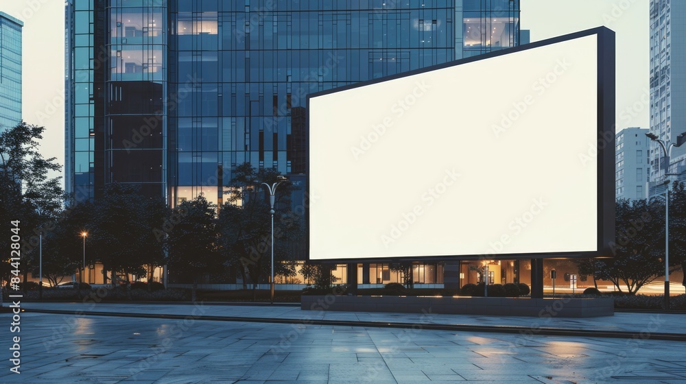 A big digital screen for outdoor media with a blank advertising mockup in an urban city A big digital screen for outdoor media with a blank advertising mockup in an urban city