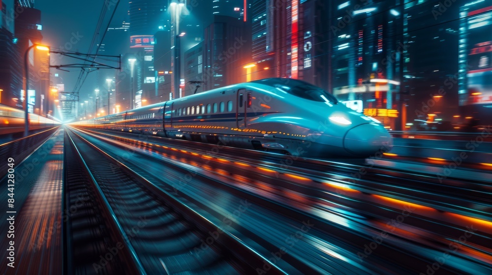 High Speed Train in a Futuristic City High Speed Train in a Futuristic City