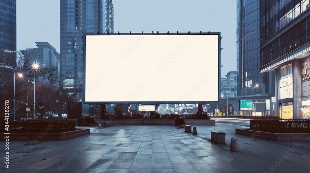 A big digital screen for outdoor media with a blank advertising mockup in an urban city A big digital screen for outdoor media with a blank advertising mockup in an urban city