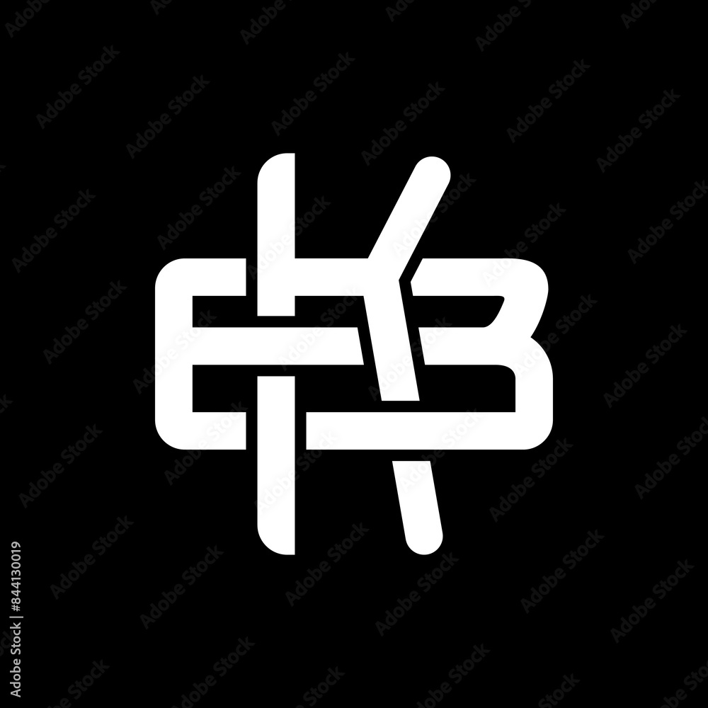 Initial letters B and K, BK, KB, logo, overlapping, monogram, white color on black background Initial letters B and K, BK, KB, logo, overlapping, monogram, white color on black background