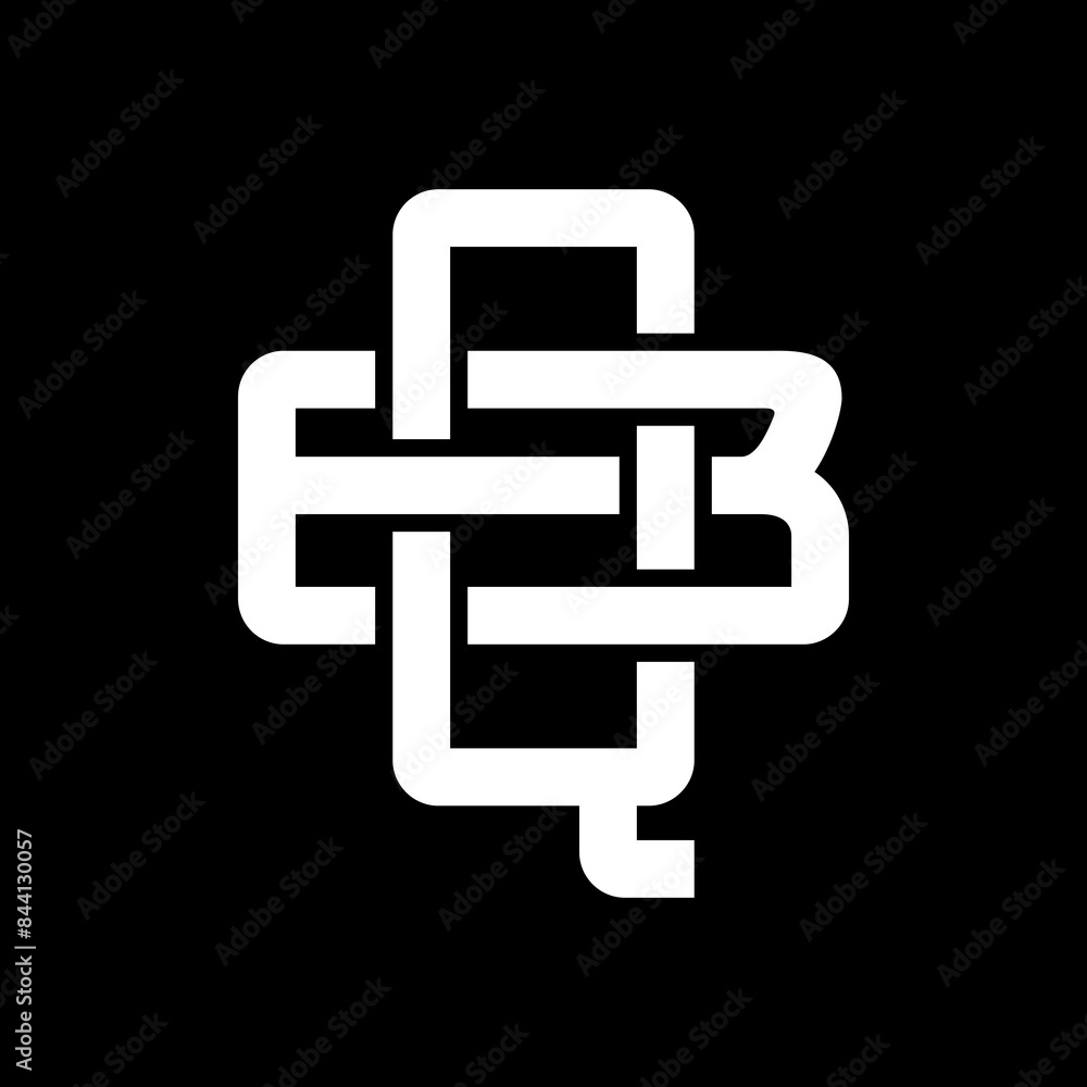 Initial letters B and Q, BQ, QB, logo, overlapping, monogram, white color on black background Initial letters B and Q, BQ, QB, logo, overlapping, monogram, white color on black background