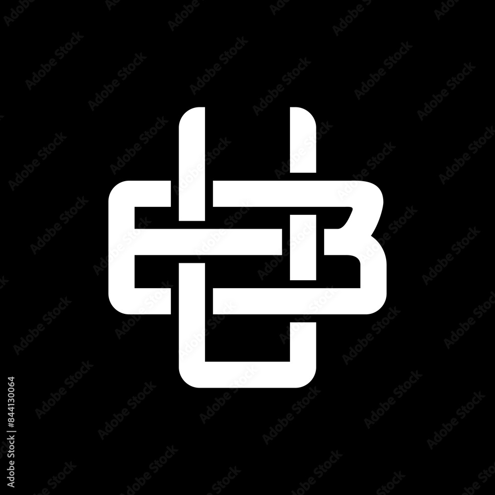 Initial letters B and U, BU, UB, logo, overlapping, monogram, white color on black background Initial letters B and U, BU, UB, logo, overlapping, monogram, white color on black background