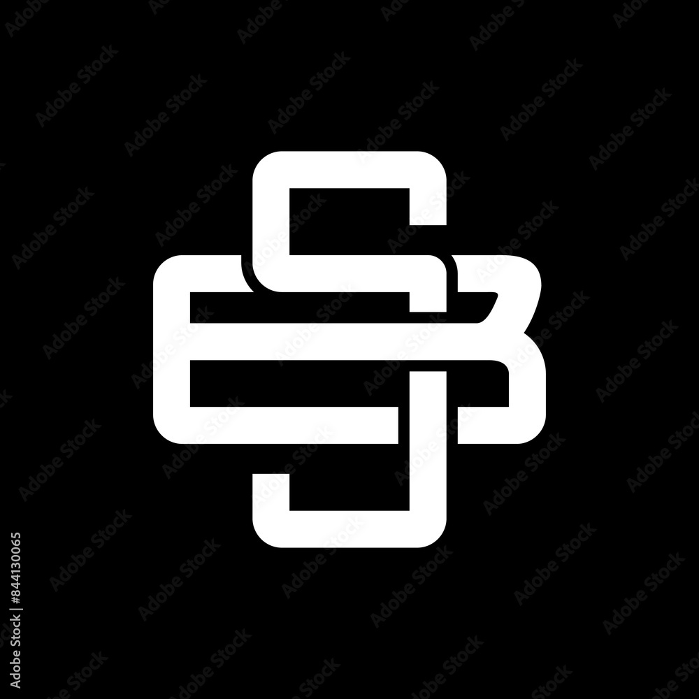 Initial letters B and S, BS, SB, logo, overlapping, monogram, white color on black background Initial letters B and S, BS, SB, logo, overlapping, monogram, white color on black background