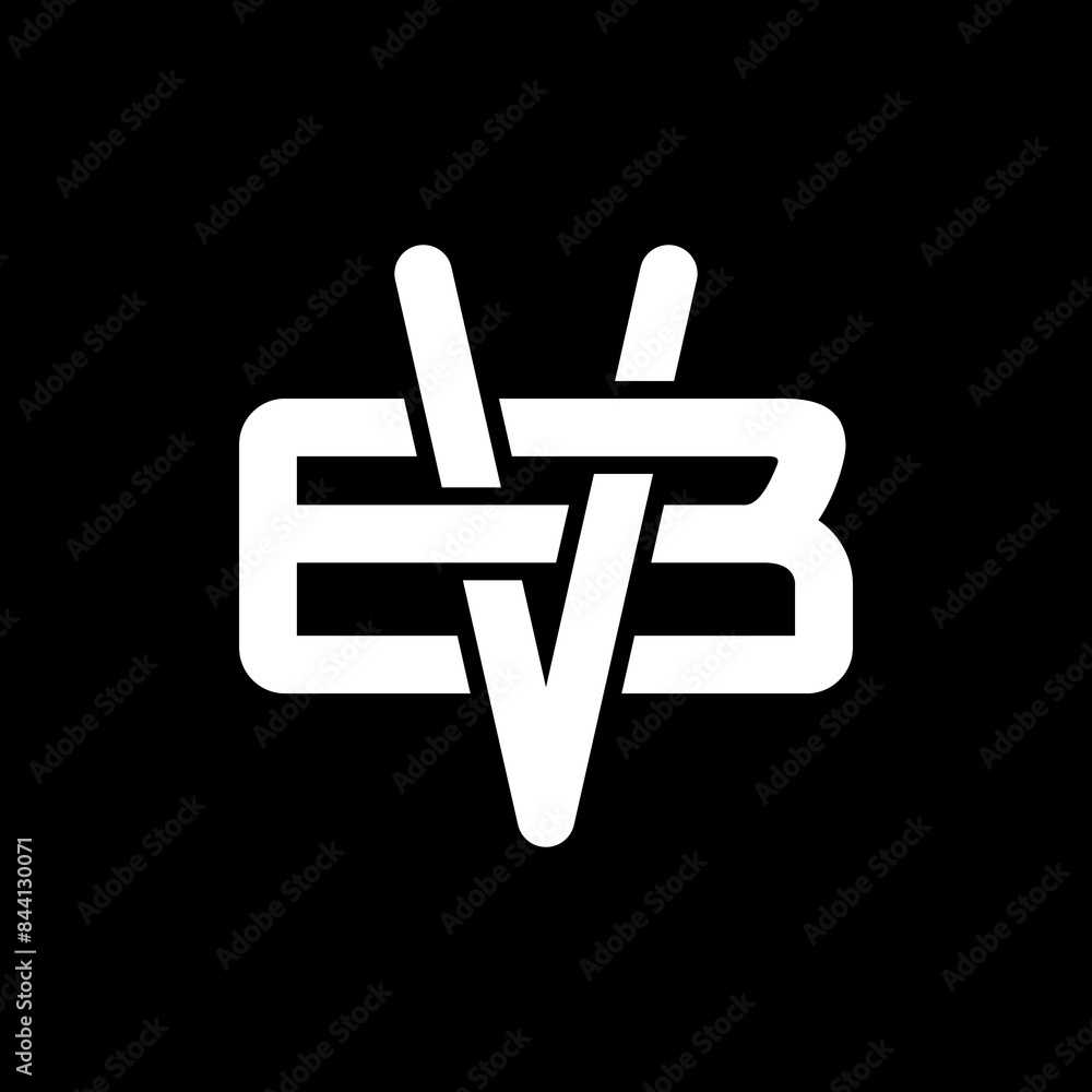 Initial letters B and V, BV, VB, logo, overlapping, monogram, white color on black background Initial letters B and V, BV, VB, logo, overlapping, monogram, white color on black background