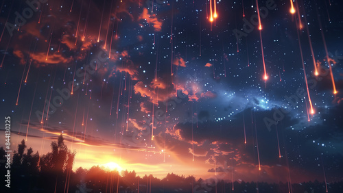 Celestial Symphony: Realistic Depiction of a Meteor Rain © 대연 김