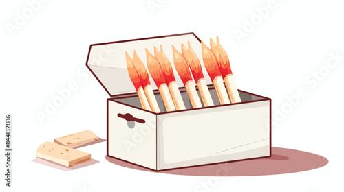 Matchbox and matches watercolor style vector illust