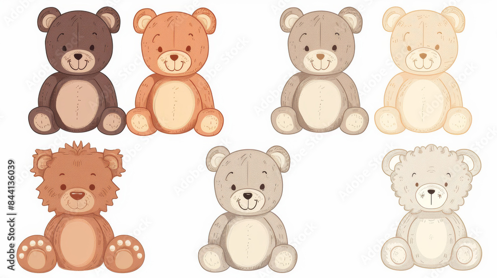 Adorable set of cartoon bear dolls for babies and children Adorable set of cartoon bear dolls for babies and children
