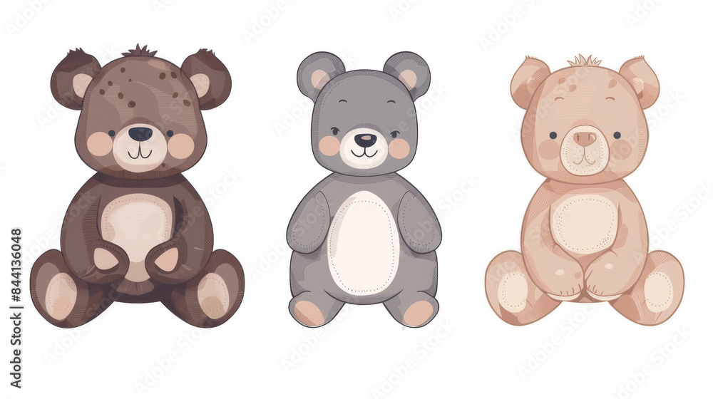 Adorable set of cartoon bear dolls for babies and children Adorable set of cartoon bear dolls for babies and children