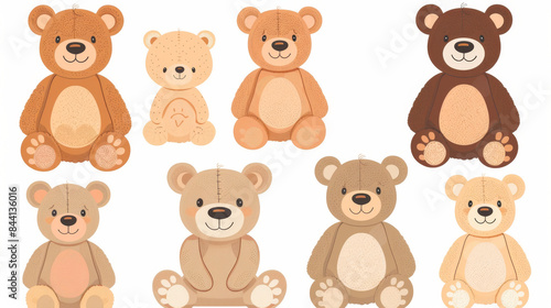 Adorable set of cartoon bear dolls for babies and children