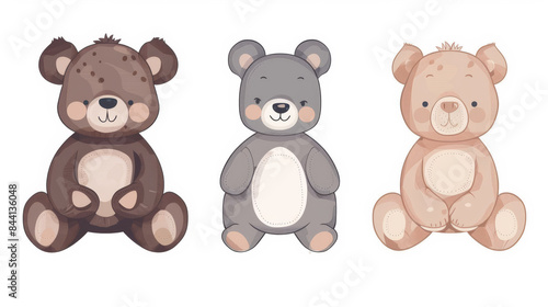 Wallpaper Mural Adorable set of cartoon bear dolls for babies and children Torontodigital.ca