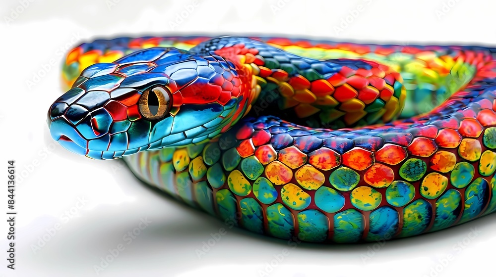 colorful snake isolated at white background colorful snake isolated at white background