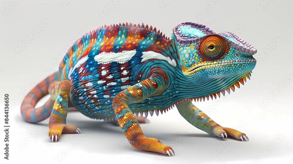 Obraz premium adorable chameleon isolated on white background