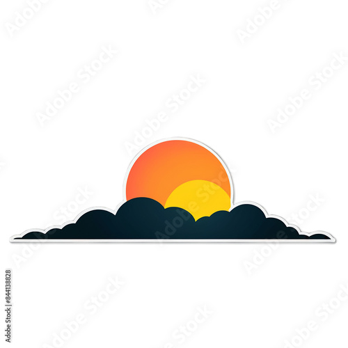 Sunset cute sticker isolated on transparent background png royalty-free image. Free for use & download.
