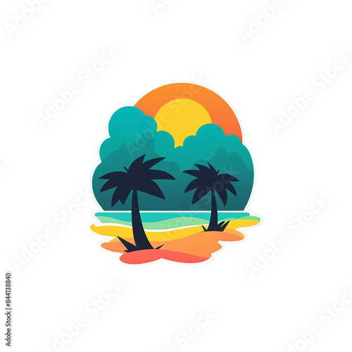 Sunset cute sticker isolated on transparent background png royalty-free image. Free for use & download.
